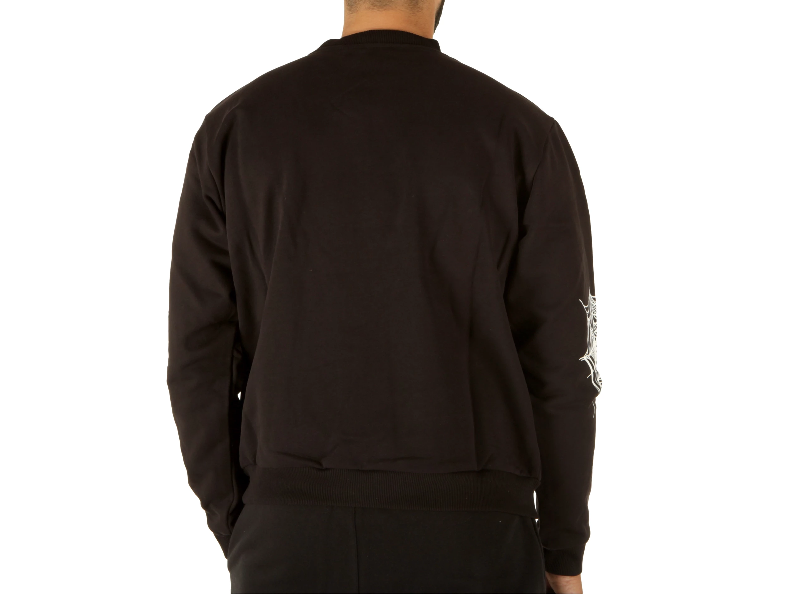 Black Crewneck White Cobweb Print