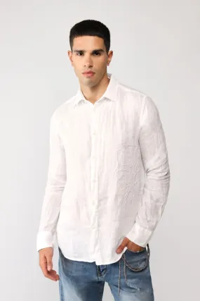 Camicia con colletto classico e ricamo fantasia astratta