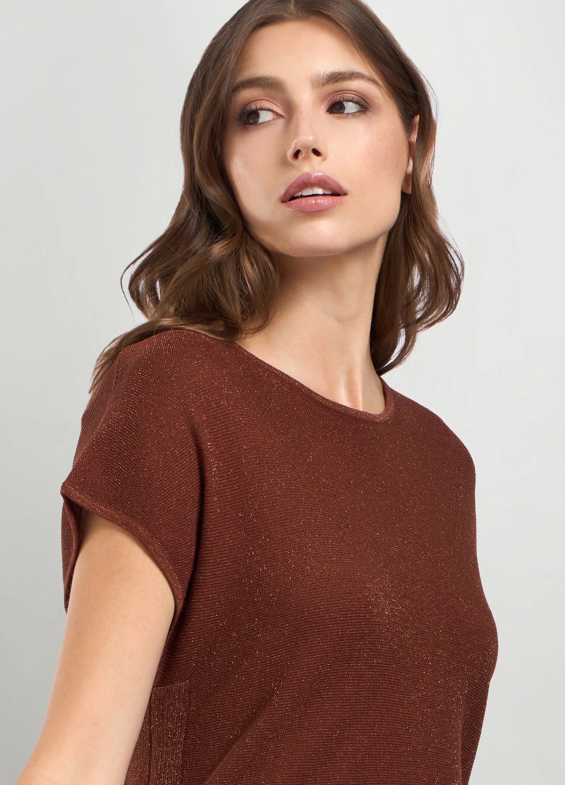 IWIE  Tricot kimono in misto viscosa con filo lurex donna