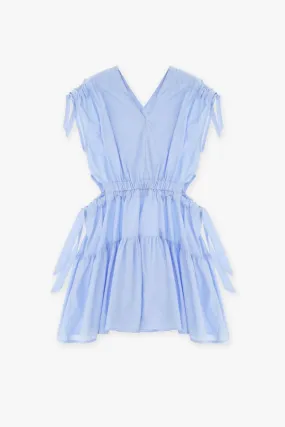 Mini abito smanicato bambina in puro cotone con coulisse