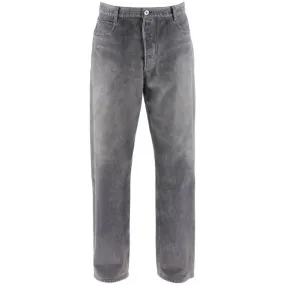 Pantaloni in nabuk stampato effetto denim