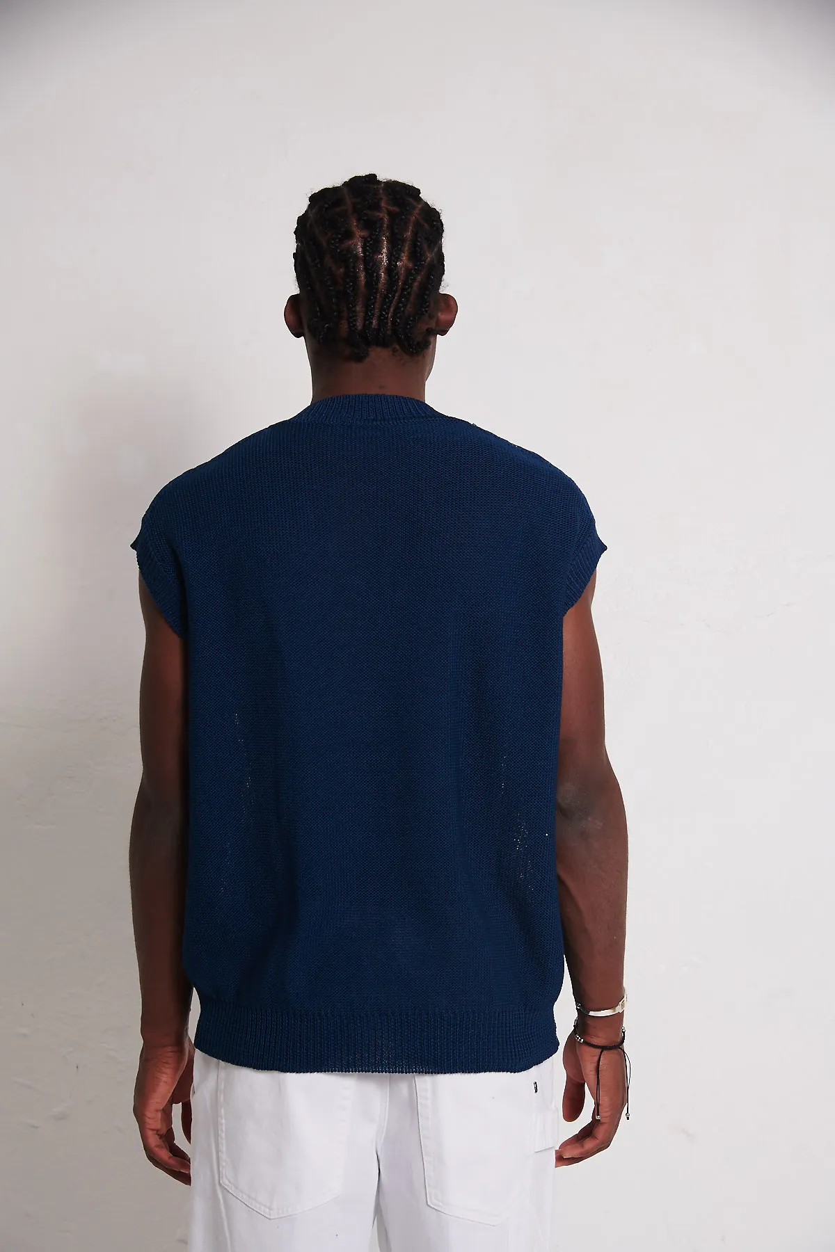 Roberto Collina  gilet over, in maglia jacquard bicolore