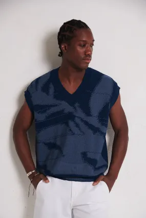Roberto Collina  gilet over, in maglia jacquard bicolore