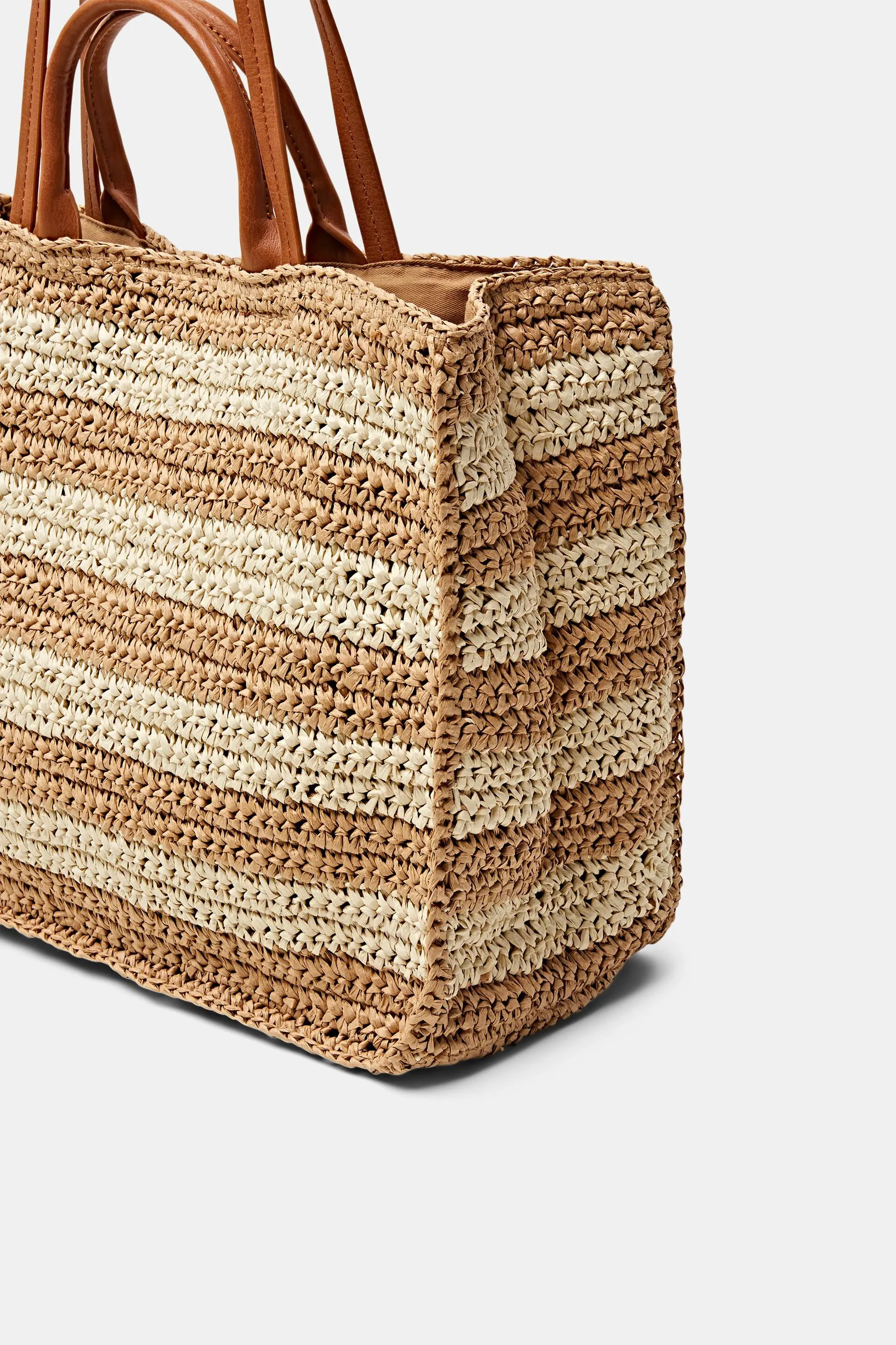 Tote bag grande in paglia all'uncinetto